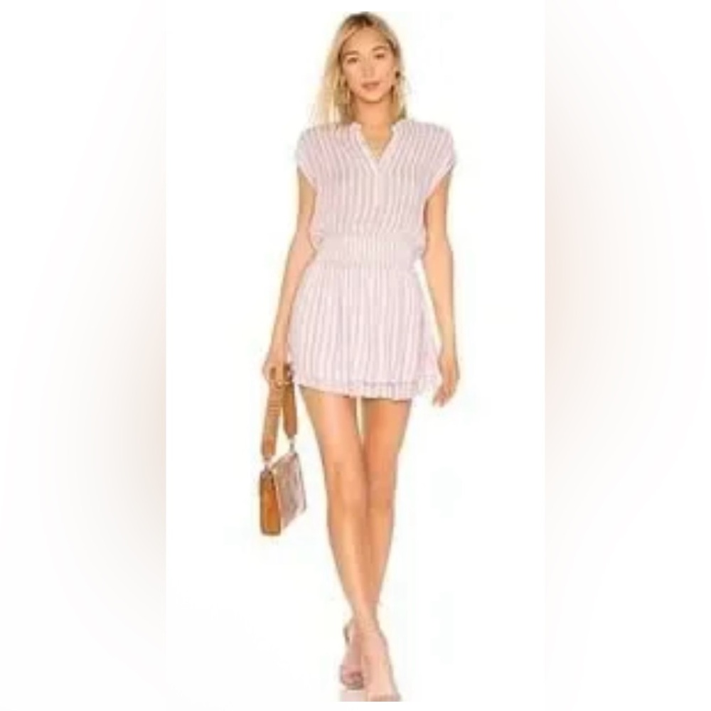 NWT Rails Angelina Pale Pink and White Striped Mini Dress Linen Blend Size XS - Picture 4 of 10